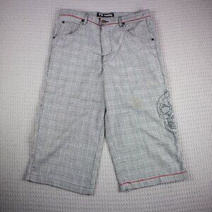 R2 Randy Y2K Checkered Skull Cropped Pants 30W
